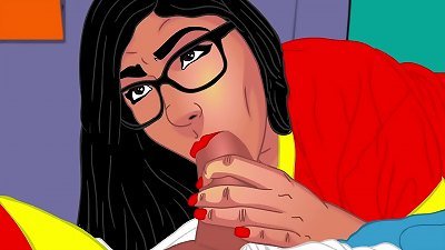 Mia Khalifa's flawless elastic caboose cartoon parody fellatios and wet rump vulva - utter vid in red