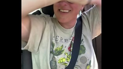 Exhibitionist cougar at Drive through Uses Remote control toys and cums multiple Times in Public with Lovense chubby