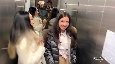 Public Pickup - We faced two cuties with a buddy and invited them to our place to have sex