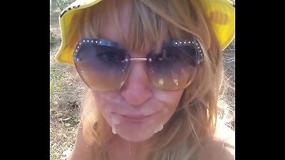 excellent Selfie - quick tear up in the forest. Blowjob, arse Licking, Doggystyle, spunk on face. Outdoor fucky-fucky