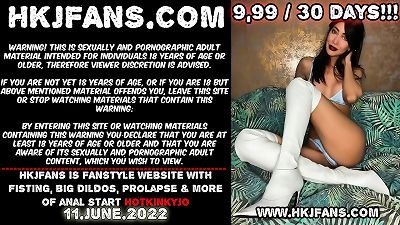 Hotkinkyjo in white boots ample triple fuck-stick dildo from mrhankeys, going knuckle deep & ass-fuck ass inside-out